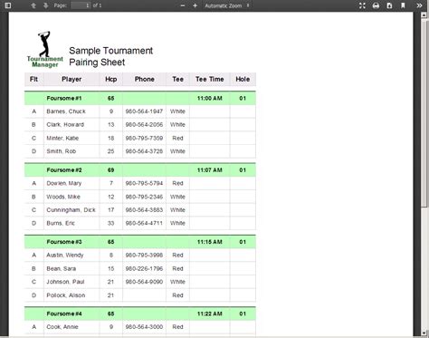 golf tournament pairing software free.